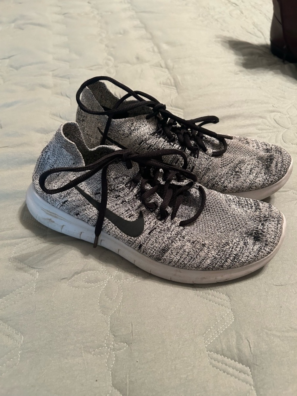 Nike Gray & Black Knit Running Shoe with Lime Insole